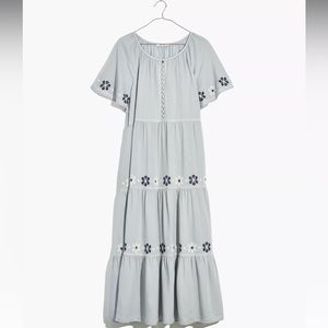 (F21) Embroidered Flutter-Sleeve Tiered Midi Dress